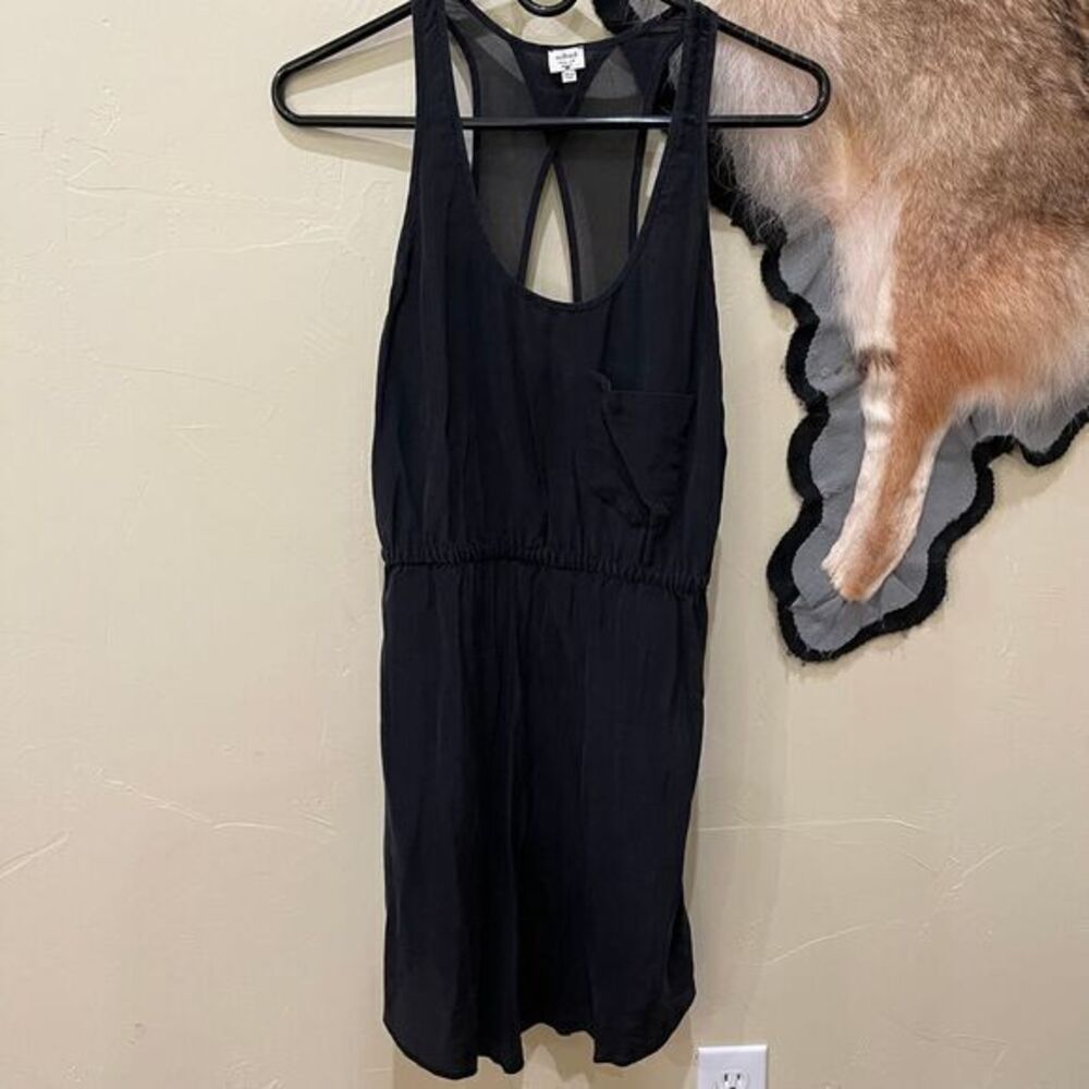 Aritzia Womens Small Wilfred Silk Dress Sleeveless Black Open Cross Back Sexy
